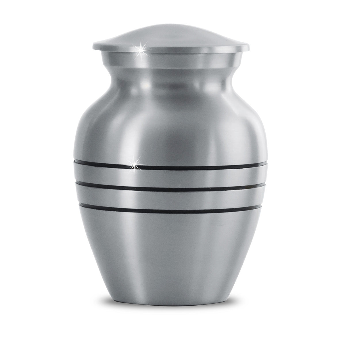 Tall pewter keepsake urn with a slim tapered body and a removable screw-on lid