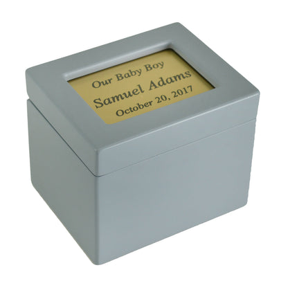 Compact metal infant urn with plain sides and a removable top lid