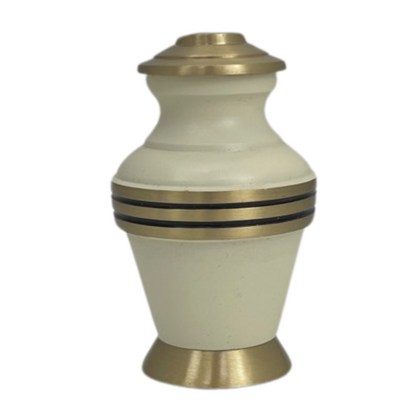 Plain cream-finished keepsake urn with a smooth unmarked body and rounded shoulders