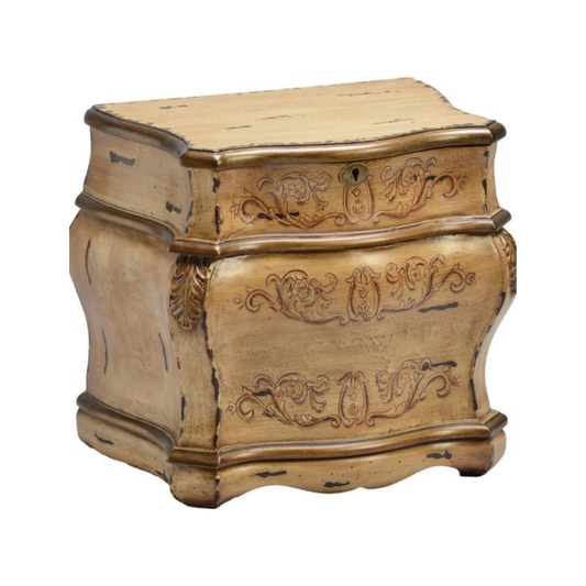 Large wooden memory chest urn with a deep body and a lift-off top lid