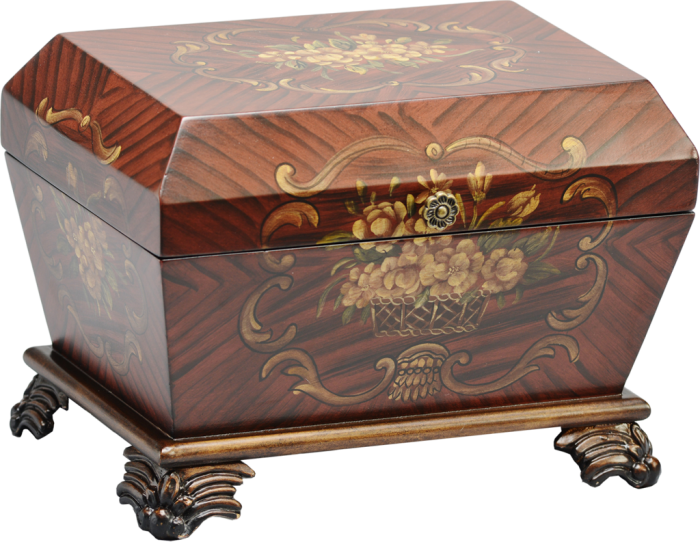 Wooden memory box urn with hinged top lid, twelve inches wide, natural grain finish