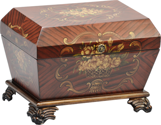 Wooden memory box urn with hinged top lid, twelve inches wide, natural grain finish