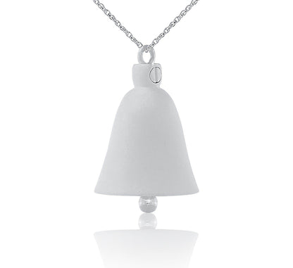 Tiny polished stainless steel bell pendant with a loop at the crown for a chain
