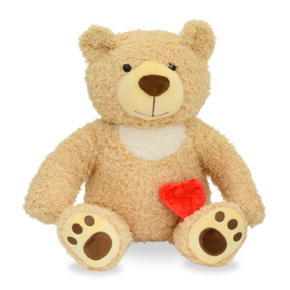 Plush teddy bear keepsake urn standing twelve inches tall with a back opening