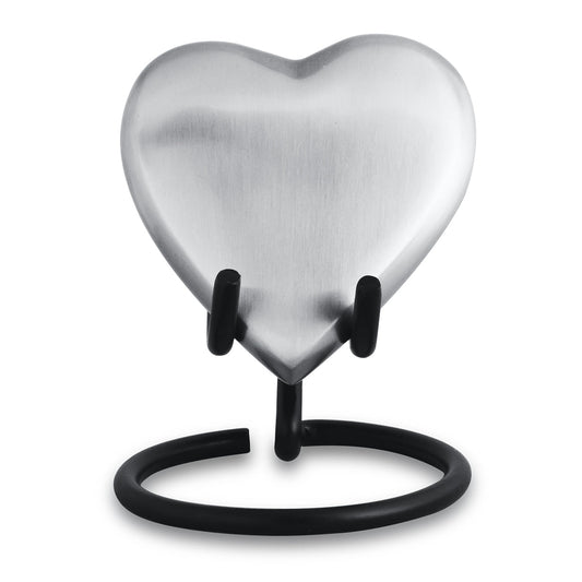 Grey pewter-finished heart keepsake urn with All My Love lettering on the face