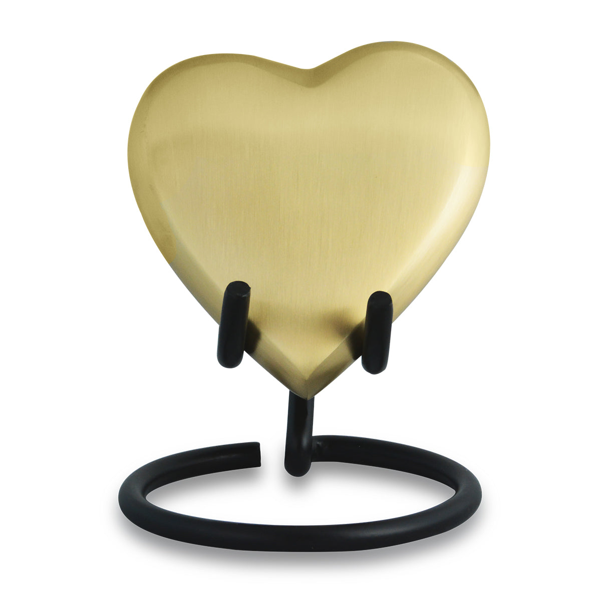 Polished brass heart keepsake urn with All My Love in script across the front