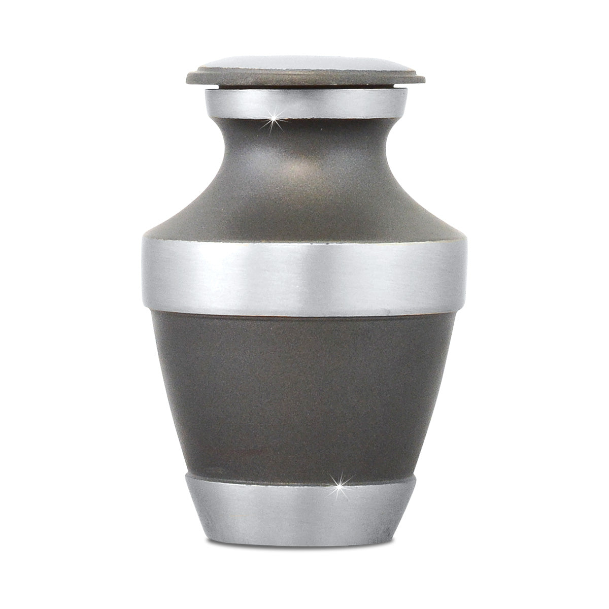 Small brass keepsake urn with a rounded polished body and a removable threaded top