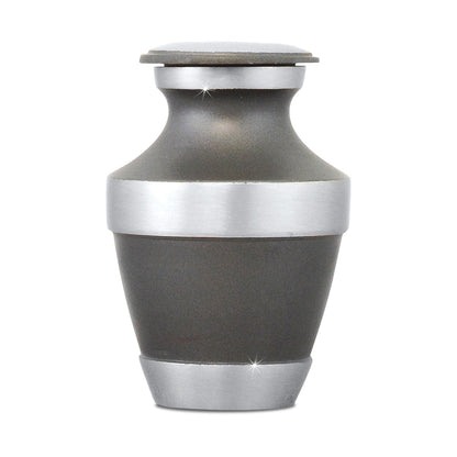 Small brass keepsake urn with a rounded polished body and a removable threaded top