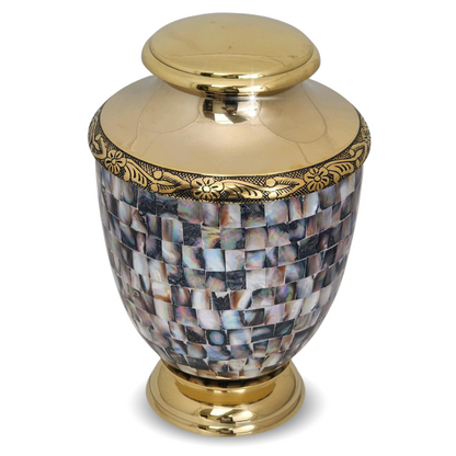 Regal Rose Mother of Pearl Brass Urn