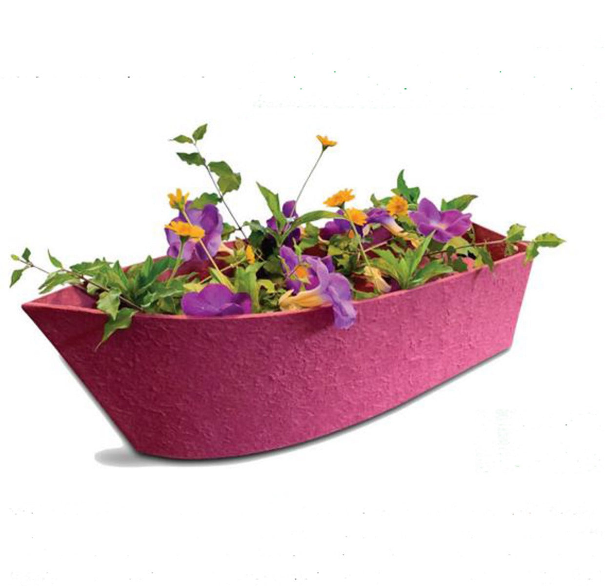 Long, low biodegradable water burial urn with a natural fiber finish, 17.5 inches end to end