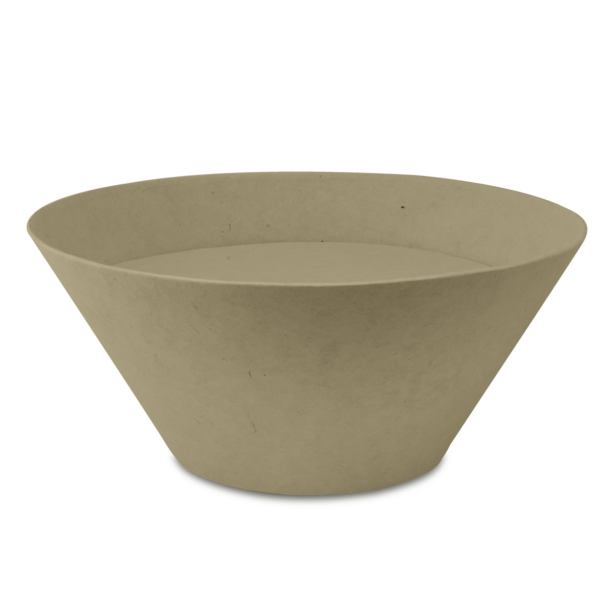 Sand-colored biodegradable paper cremation urn, seven inches tall with a smooth unadorned body
