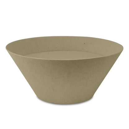 Sand-colored biodegradable paper cremation urn, seven inches tall with a smooth unadorned body
