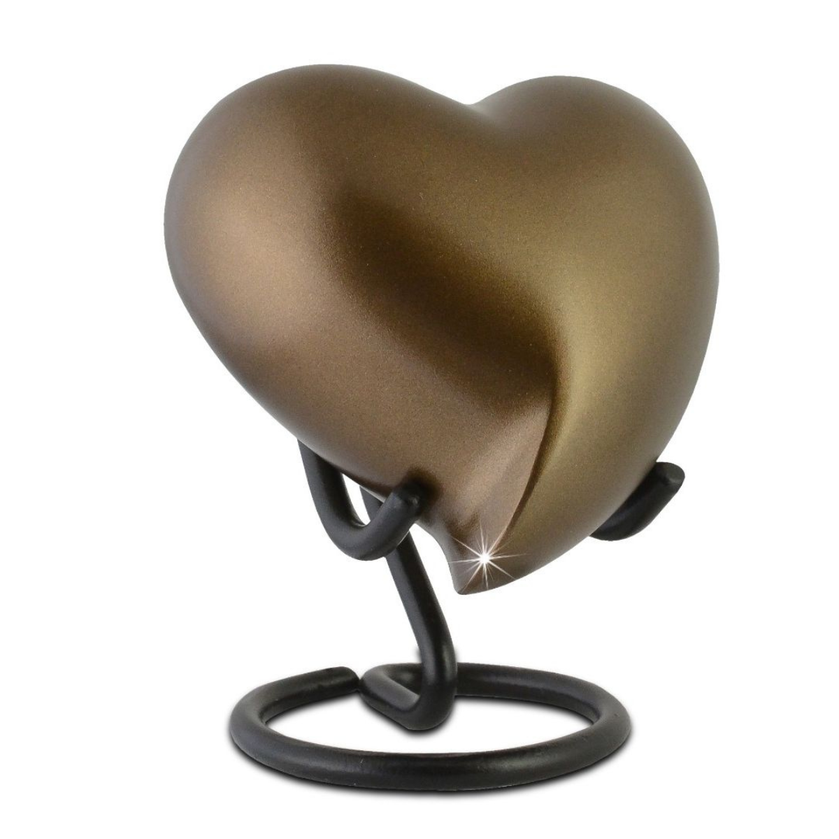 Small polished gold-tone metal keepsake urn with plain sides and no motif