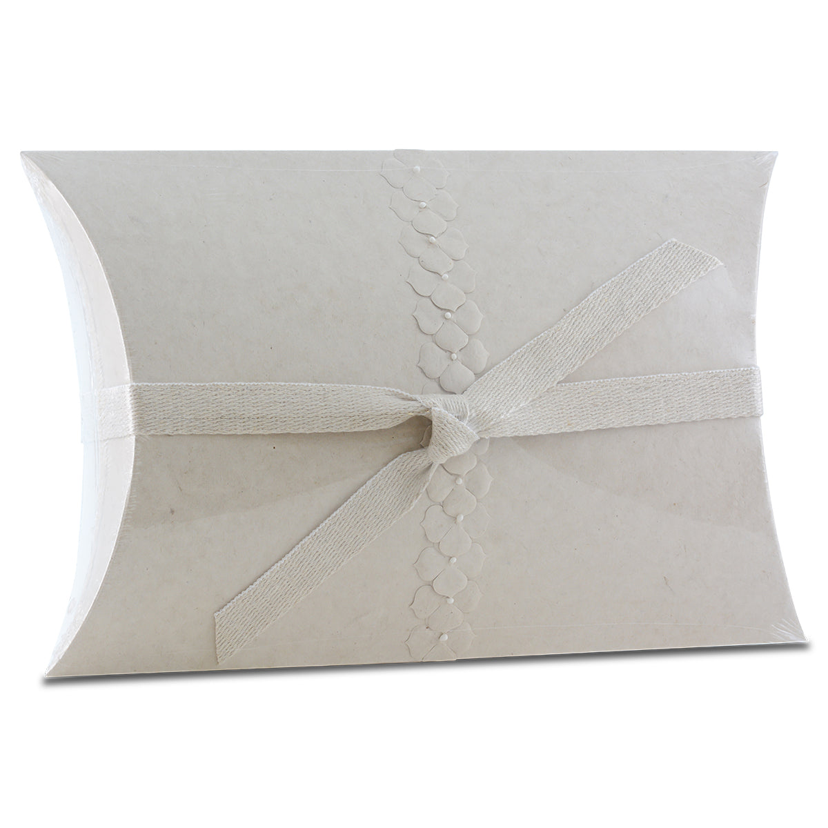 Wide shallow biodegradable urn in a pale pearl sand colour with a side seam