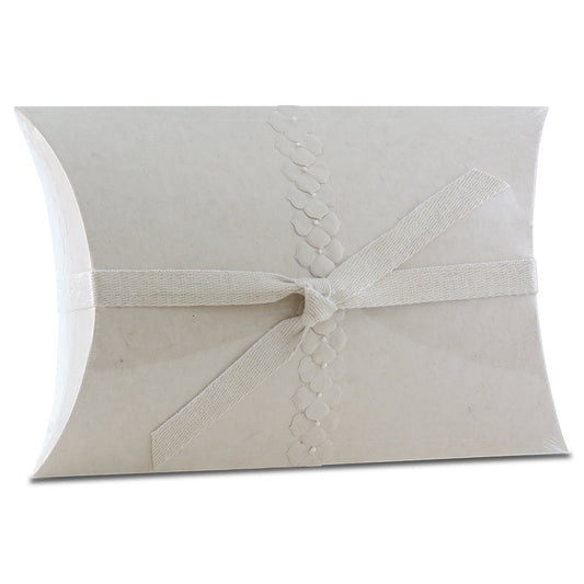 Wide shallow biodegradable urn in a pale pearl sand colour with a side seam