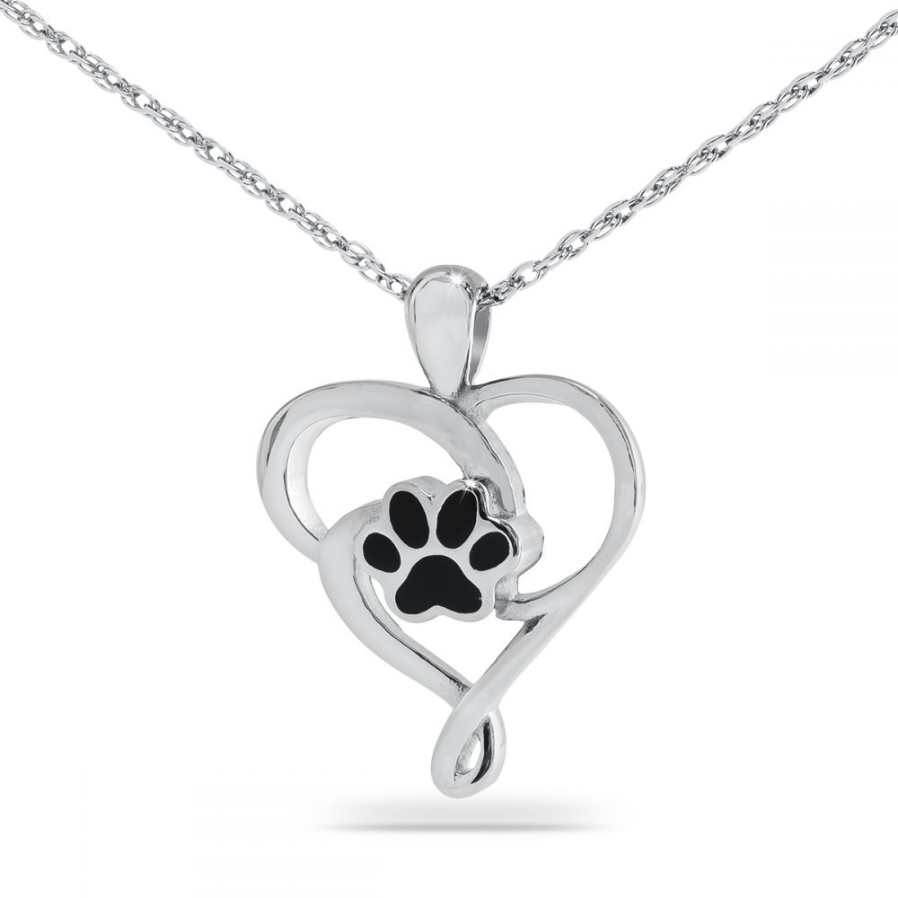 Small polished silver-tone keepsake pendant with two interlinked forms, one inch tall