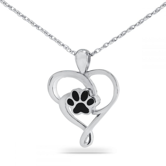 Small polished silver-tone keepsake pendant with two interlinked forms, one inch tall