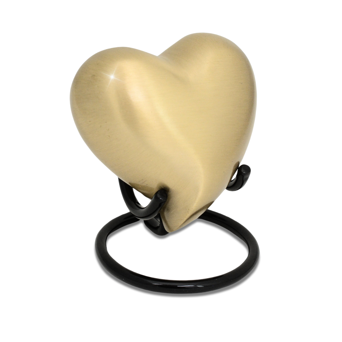 Plain polished brass heart keepsake urn with a smooth undecorated front face