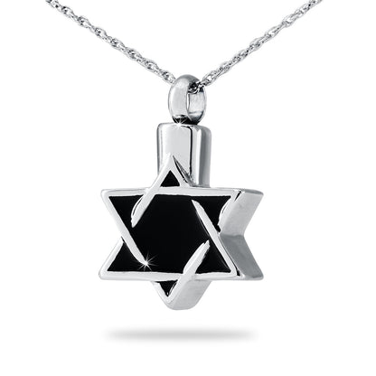Stainless steel Star of David pendant with two overlaid triangles and open cutouts
