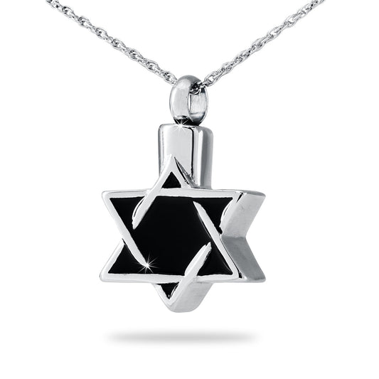 Stainless steel Star of David pendant with two overlaid triangles and open cutouts