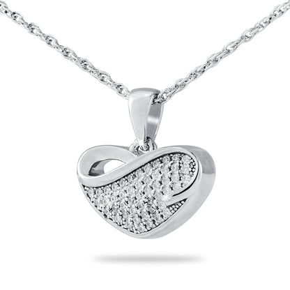 Small silver pendant set with a clear faceted crystal, on a polished silver chain