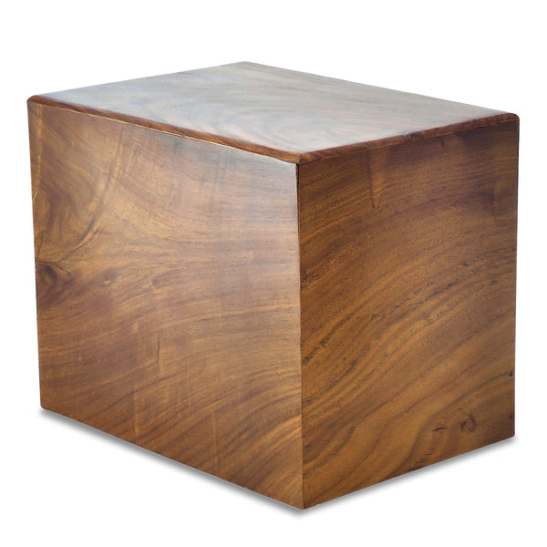 Slim wooden companion cremation urn with plain flat lid, eleven inches long