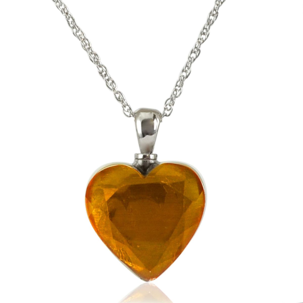 Heart pendant of gold-toned glass rimmed in stainless steel with a top screw fitting