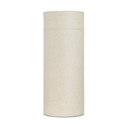 Tall ivory scattering tube urn, unprinted, thirteen inches high
