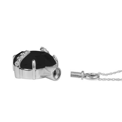 Black Crystal Heart Steel Pendant