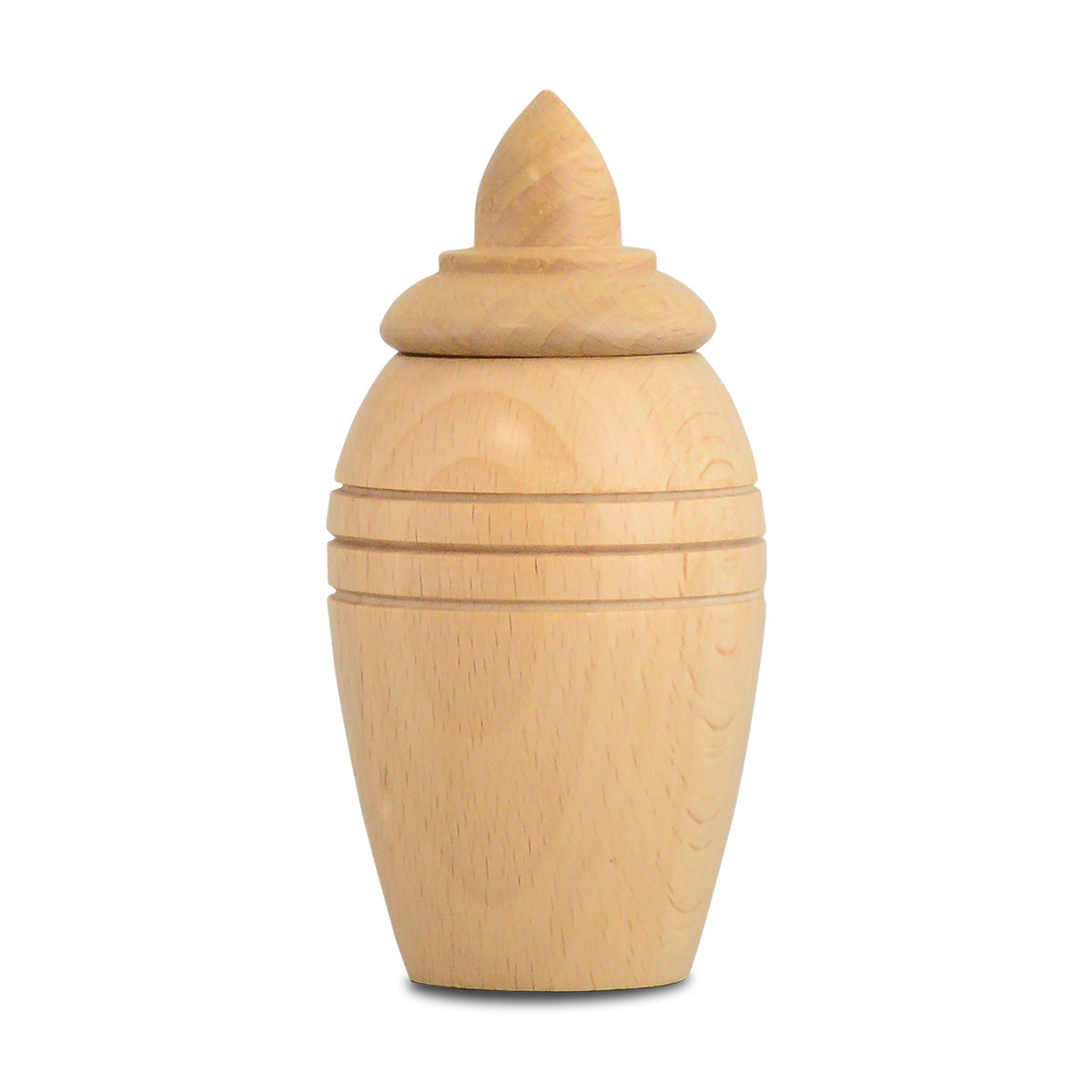 Light wood keepsake urn with a straight profile and a pale satin finish