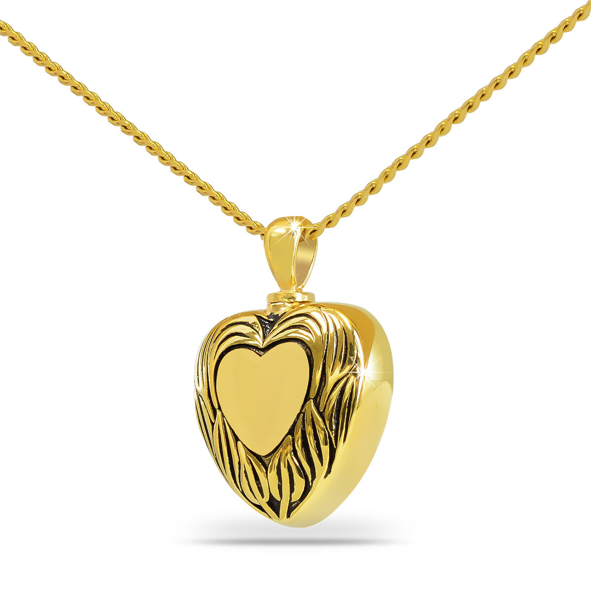 Rounded gold heart cremation pendant with a plain polished surface