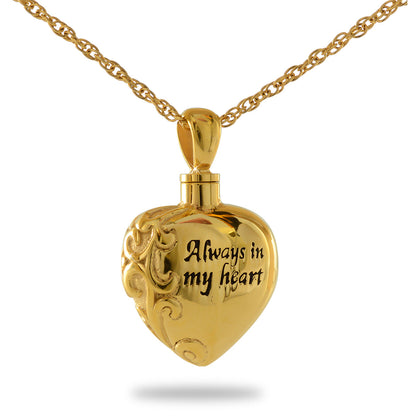 Plain polished gold steel cylinder pendant with a flush screw top under the bail