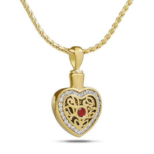 Gold-toned steel keepsake just over an inch tall set with a milky white opal stone