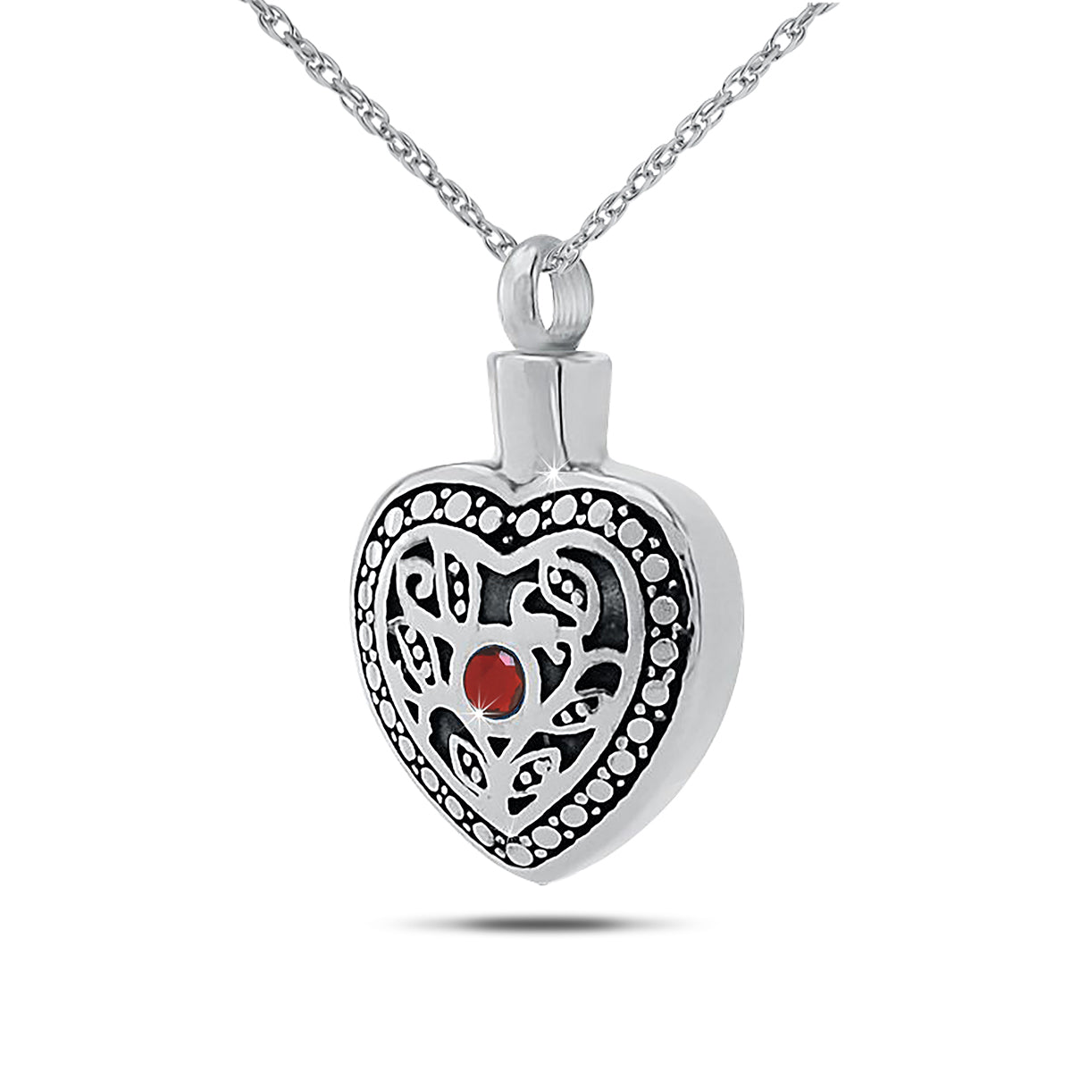 Stainless steel pendant set with a milky white opal stone for the October birthstone