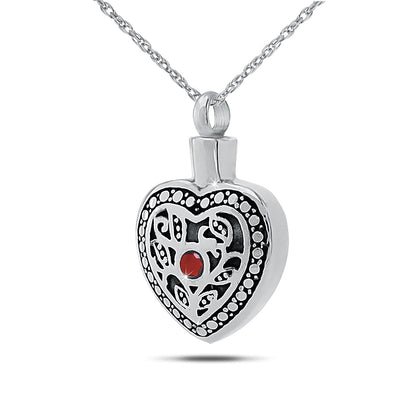 Stainless steel pendant set with a milky white opal stone for the October birthstone