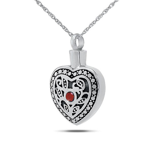 Round sterling silver keepsake pendant with a milky white opal at the centre