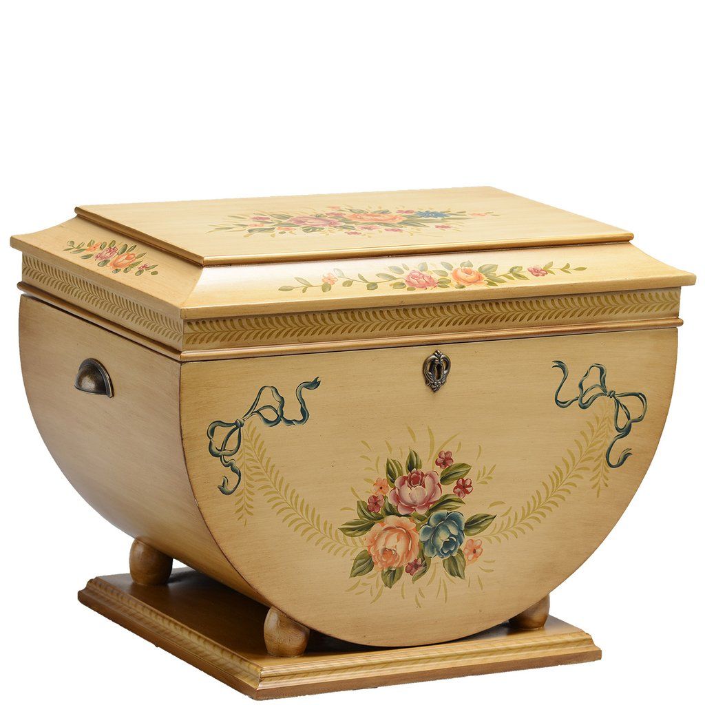 Wide rectangular memory chest with a hinged top opening and a plain paneled front