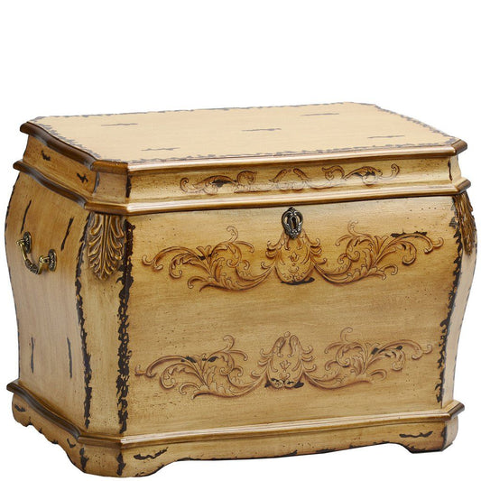 Wooden memory chest urn with a hinged top lid and paneled sides