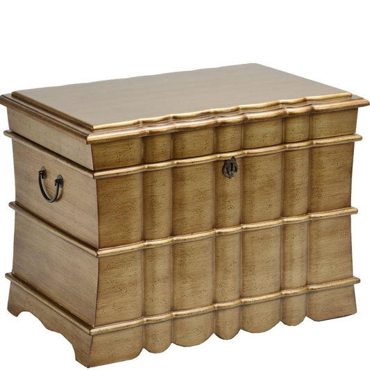 Tall wooden life chest with deep body and flat lid, nineteen inches high