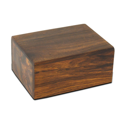 Medium wooden pet urn with plain sides and a lightly grained natural finish