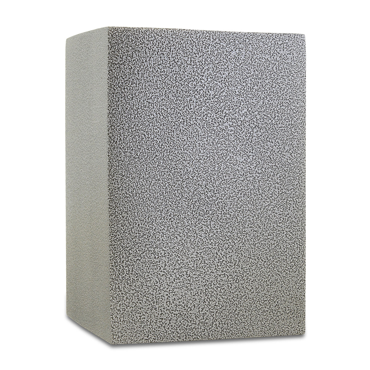 Brass cremation urn finished in soft grey pewter with a rounded body and domed lid