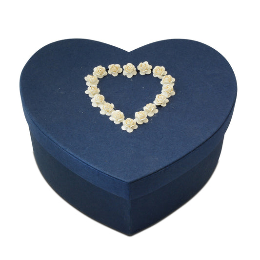 Blue heart-shaped paper companion urn with a matte surface and separate lift-off top lid