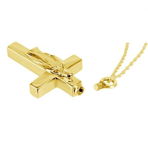 Mother Mary Steel Gold Cross Keepsake Urn