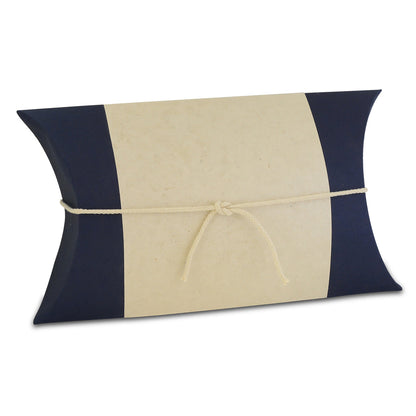 Flat blue biodegradable paper urn designed to float briefly then sink at sea