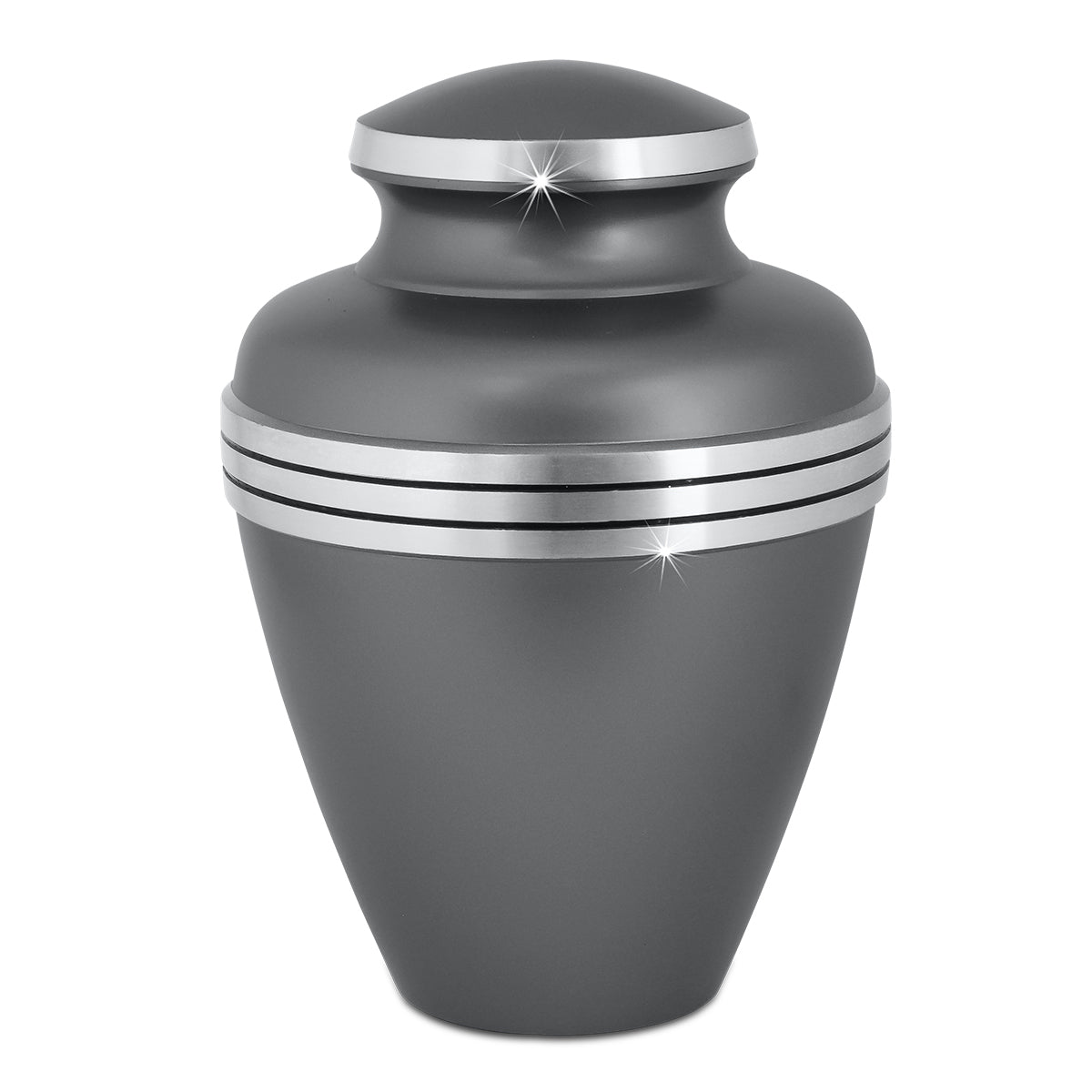 Undecorated brass cremation urn with a smooth body and a plain lift-off lid