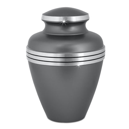 Undecorated brass cremation urn with a smooth body and a plain lift-off lid