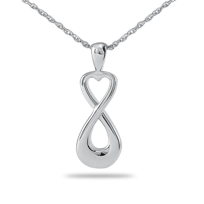 Small stainless steel pendant engraved with the words In Love Forever on the front