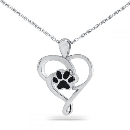 Silver pendant of two interlocking hearts with a polished finish, about an inch tall