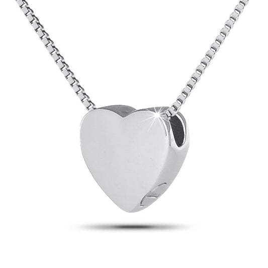 Stainless steel Sacred Heart pendant with crown of thorns and flame worked into the surface