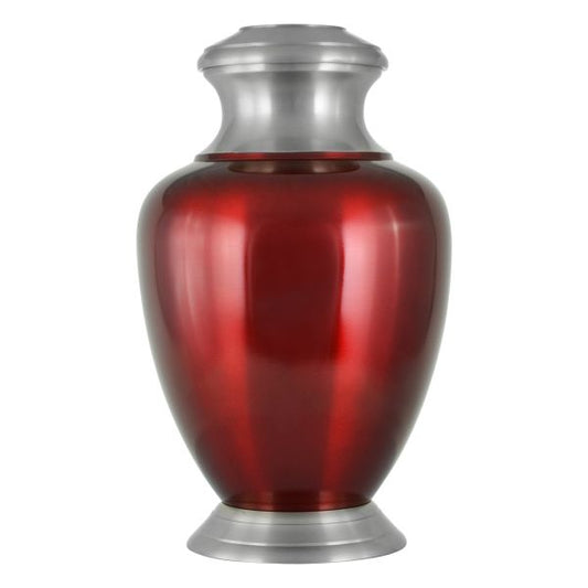 Tapered red brass cremation urn with a smooth single-colour finish